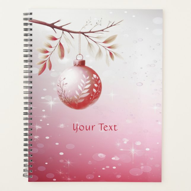 Pink Decorative Christmas Ball Holiday Planner (Front)