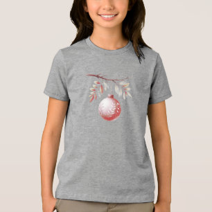 Pink Decorative Christmas Ball Holiday T-Shirt Tri-Blend Shirt
