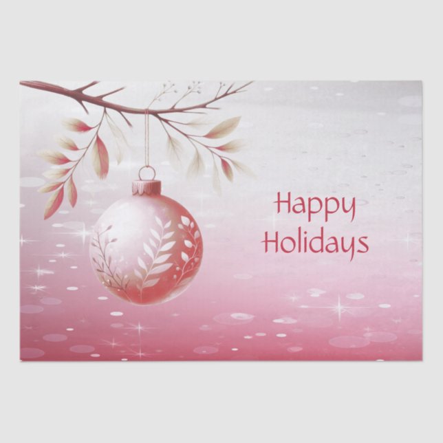 Pink Decorative Christmas Ball Holiday Tissue Paper (Front)