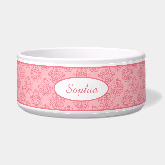 Pink Decorative Damask Pattern With Custom Name (Front)
