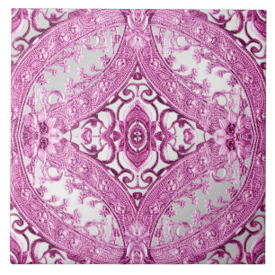 Pink Decorative Floral Ceramic Tile