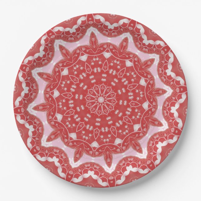 Pink Decorative Holiday Paper Plate (Front)