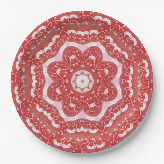 Pink Decorative Holiday Paper Plate (Front)
