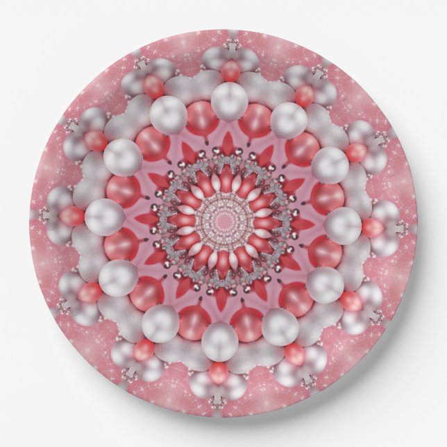 Pink Decorative Holiday Paper Plate (Front)