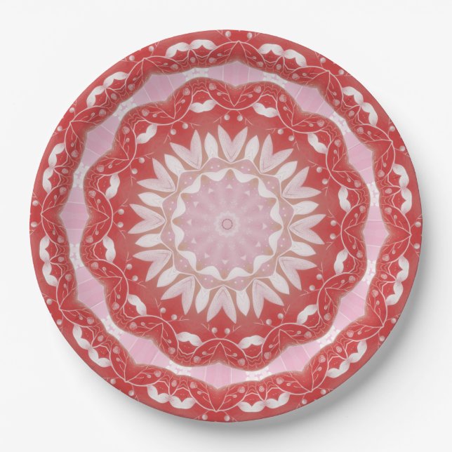 Pink Decorative Holiday Paper Plate (Front)