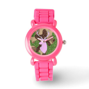 Pink deer and glitter camo Watch