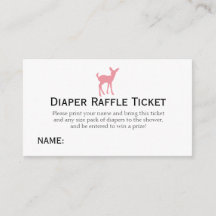 Pink Deer Diaper Raffle Ticket Girls Baby Shower
