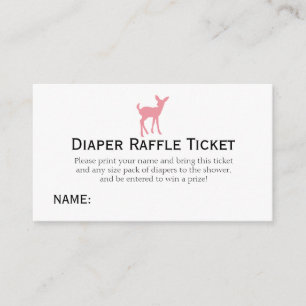 Pink Deer Diaper Raffle Ticket Girls Baby Shower Enclosure Card