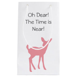 Pink Deer Woodland Forest Animals Baby Shower Small Gift Bag