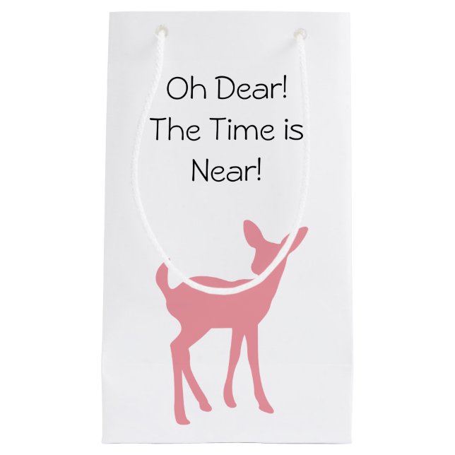 Pink Deer Woodland Forest Animals Baby Shower Small Gift Bag (Front)