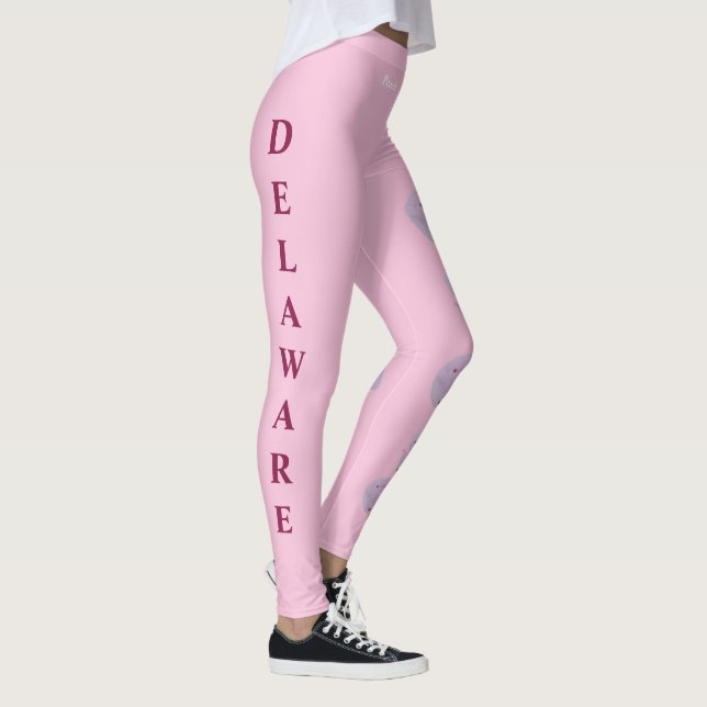 Pink Delaware State Flower Peach Blossom Leggings (Right)