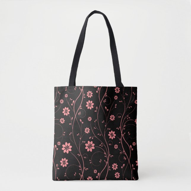 Pink Delicate Flowers Tote Bag (Front)