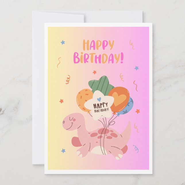 Pink Delicate Happy Birthday Digital Card (Front)