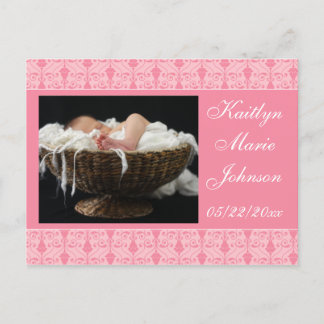 Pink Delight Announcement Postcard