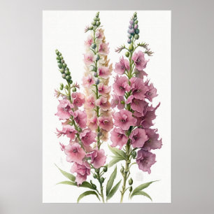 Pink Delphinium Flower Art Print Poster