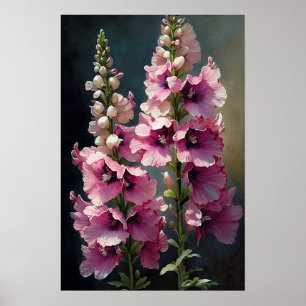 Pink Delphinium Flower Art Print Poster