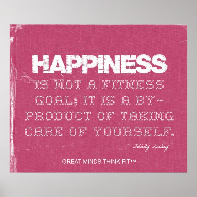 Pink Denim Fitness Quote for Happiness Poster (Front)