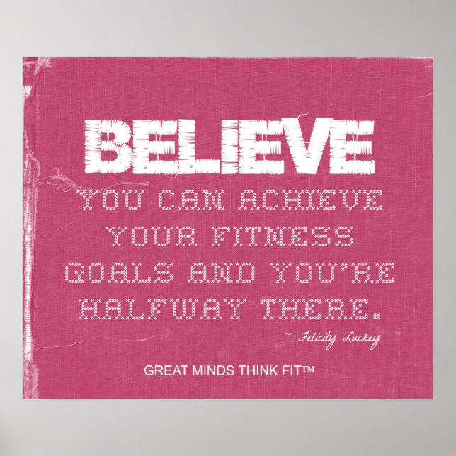 Pink Denim Fitness Quote to Believe Poster (Front)