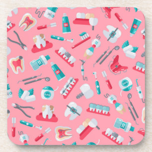 Pink Dental Pattern Coaster