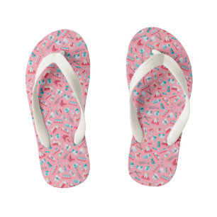Pink Dental Pattern Kid's Flip Flops