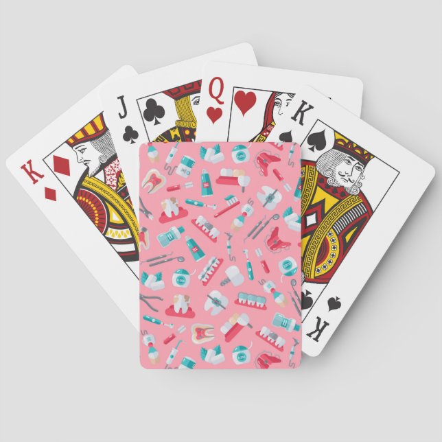 Pink Dental Pattern Playing Cards (Back)