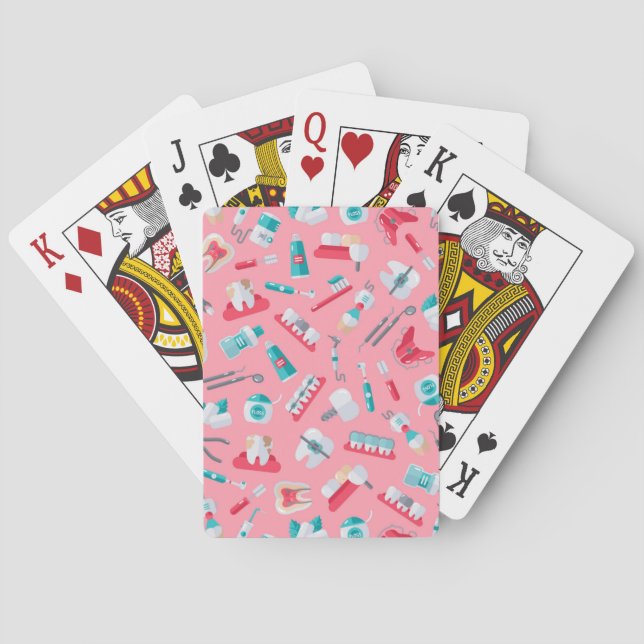 Pink Dental Pattern Playing Cards (Back)