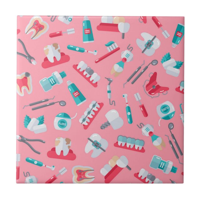 Pink Dental Pattern Tile (Front)