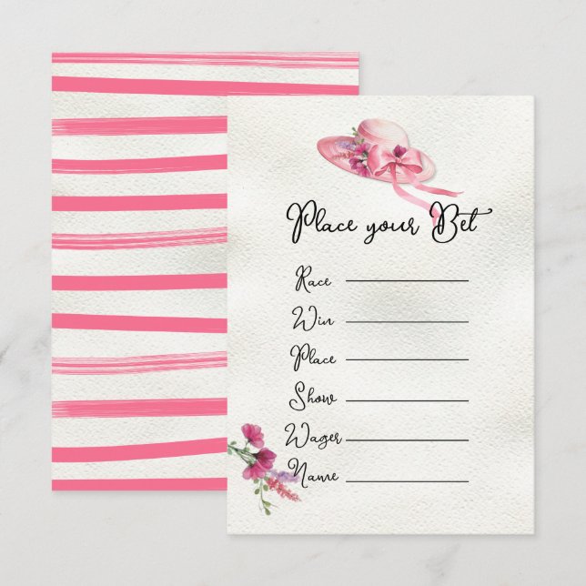 Pink Derby Hat Bridal shower Betting Cards (Front/Back)