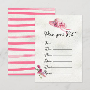Pink Derby Hat Bridal shower Betting Cards