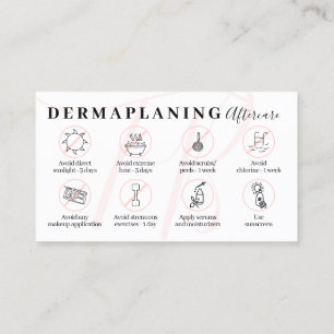 Pink Dermaplaning Aftercare Post Instructions Business Card