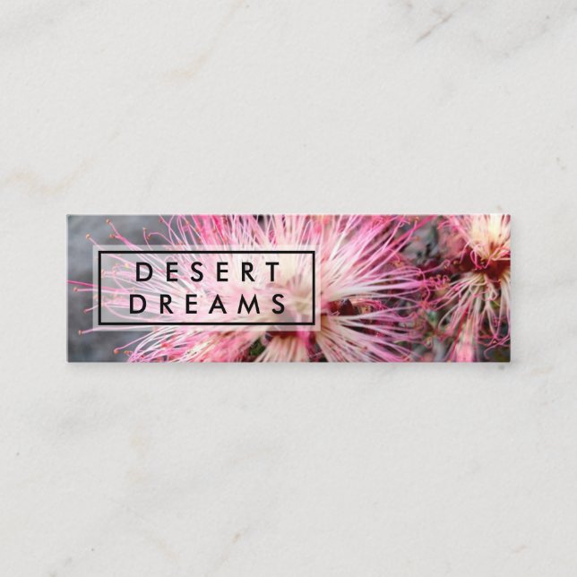 Pink Desert Fairy Duster Wildflower  Photo Travel Mini Business Card (Front)