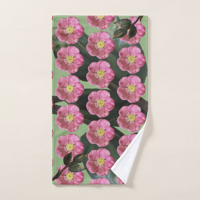 Pink desert rose roses kitchen towel (Hand Towel)