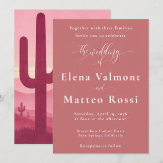 Pink Desert Sunset Wedding Invite – Boho Southwest