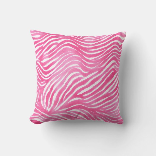 Pink Design Pillow, Pink Watercolour Aesthetic Cushion (Front)