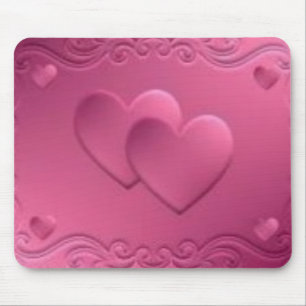 pink design with 2 hearts mouse mat