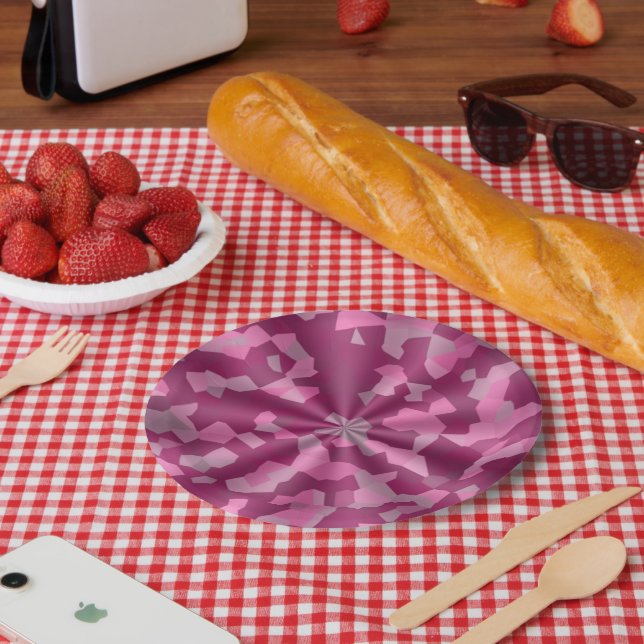 PINK DESIGNS SWIRL  PAPER PLATE (Picnic)