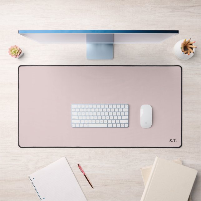 Pink Desk Mat with custom monogram initials (Office 1)