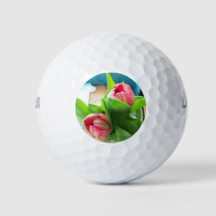 Pink Desktop tulips Golf Balls