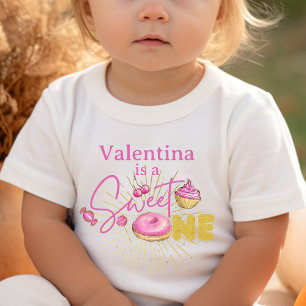 Pink Desserts Sweet One Girl's 1st Birthday Outfit Toddler T-Shirt