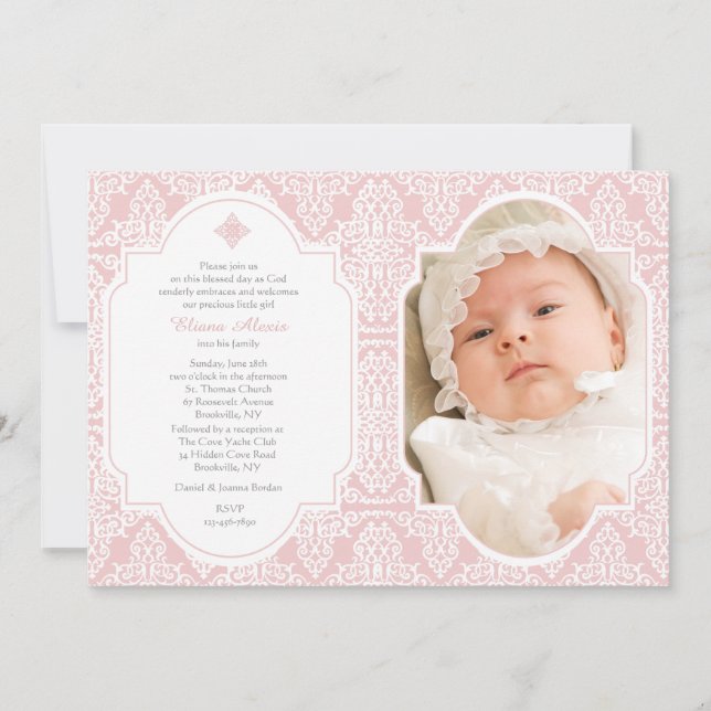 Pink Devotion Religious Photo Invitation (Front)