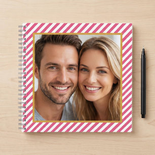 Pink Diagonal Stripe Photo Frame Notebook