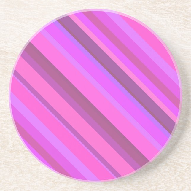 Pink diagonal stripes coaster (Front)