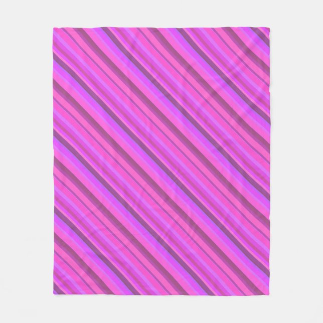 Pink diagonal stripes fleece blanket (Front)