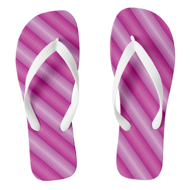 Pink Diagonal Stripes Flip Flops (Footbed)