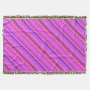 Pink diagonal stripes throw blanket
