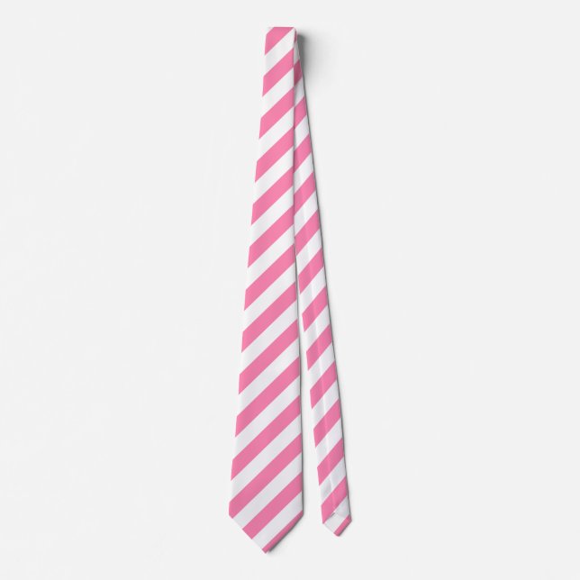 Pink Diagonal Stripes Tie (Front)