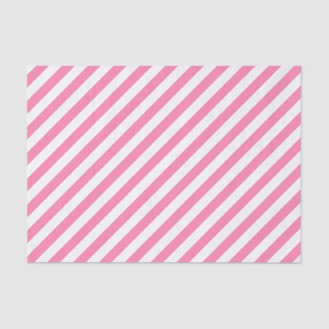 Pink Diagonal Stripes Tissue Paper (Front)