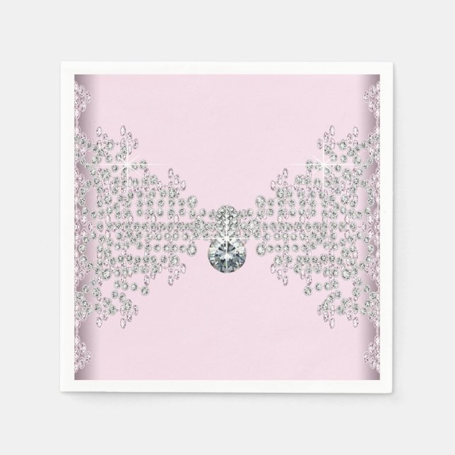 Pink Diamond Birthday Party Napkin (Front)