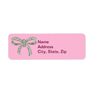 Pink Diamond Bow Wedding Address Labels