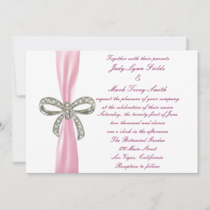 Pink Diamond Bow Wedding Invitation